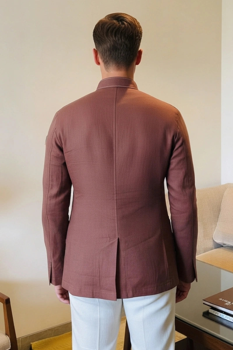 Men rust safari style jacket-Back