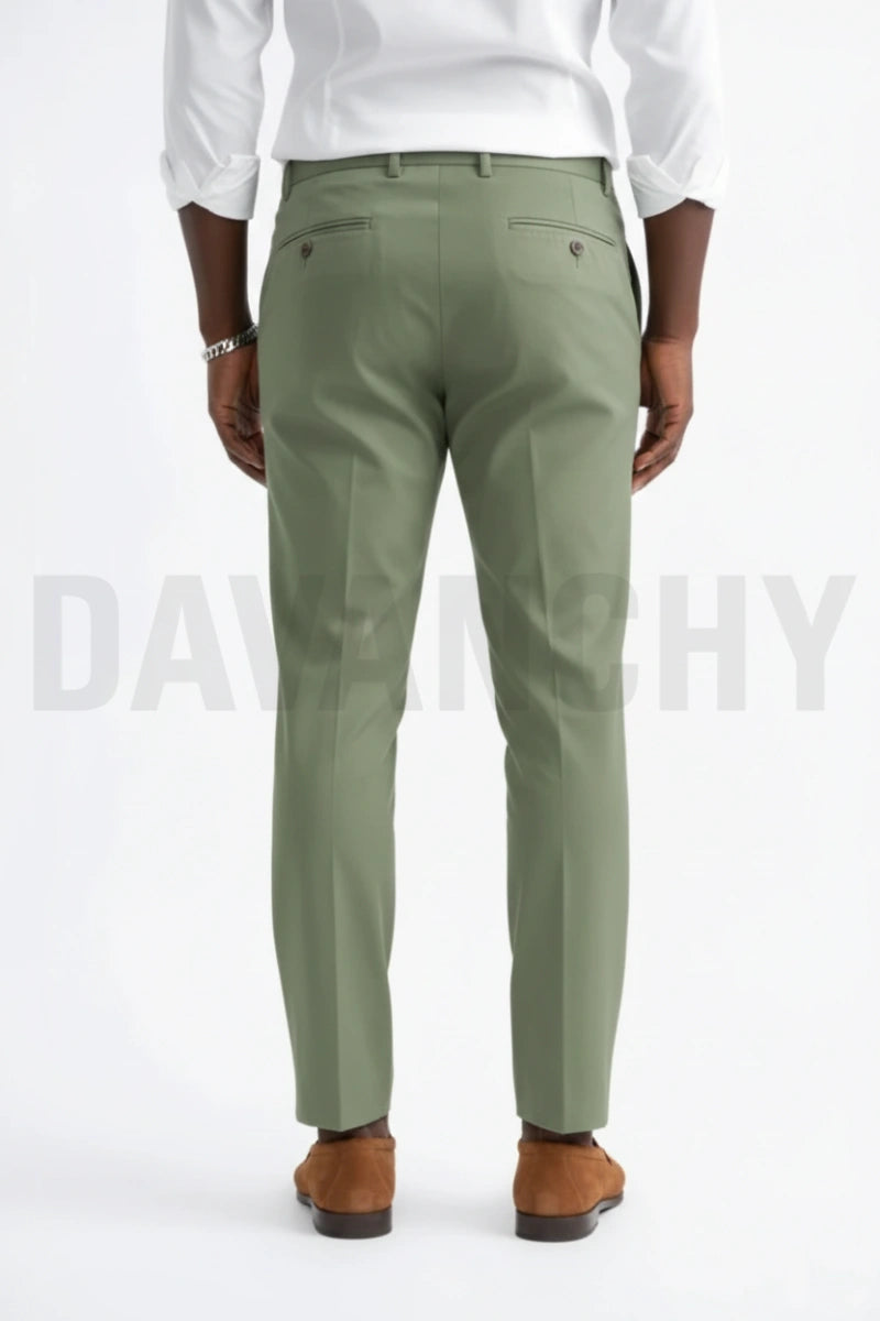 Sage Green Formal Trouser for Men-Back