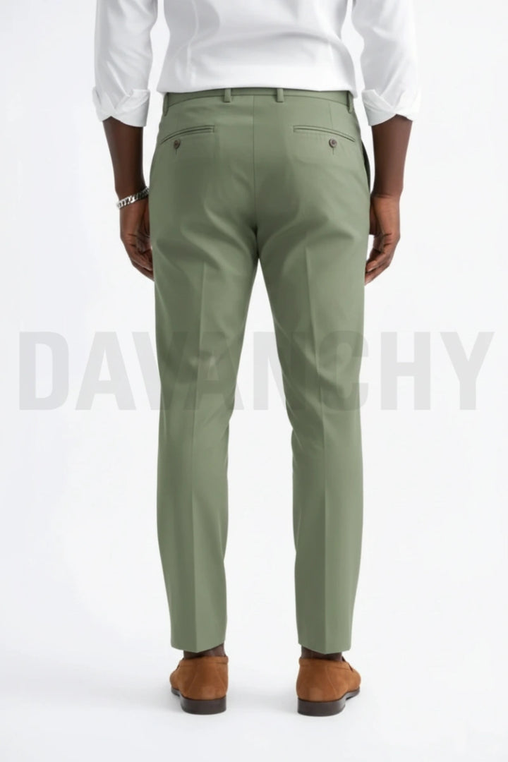 Sage Green Formal Trouser for Men-Back
