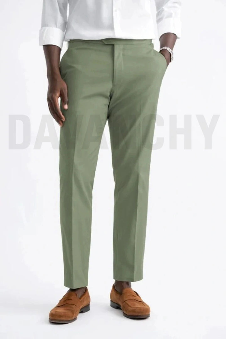 Men Sage Green Formal Pant-Front
