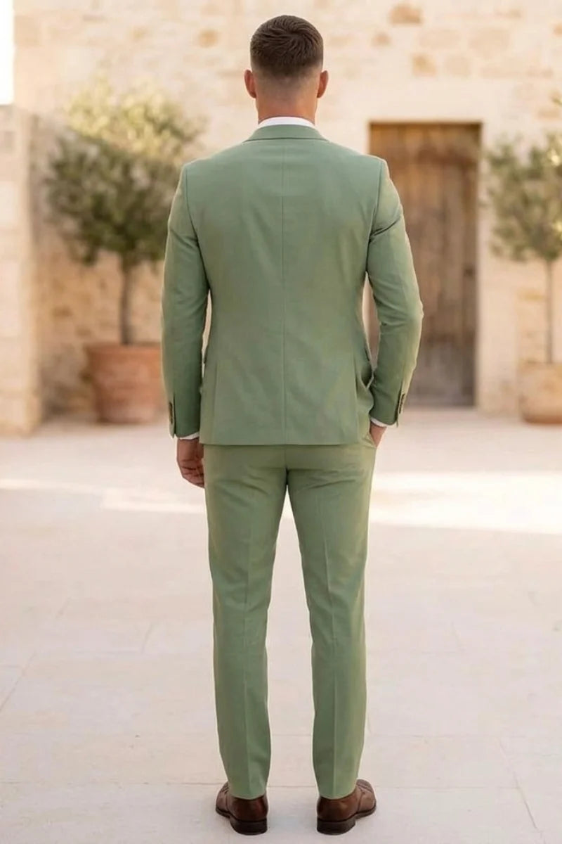 Sage Green Wedding Suit-Back