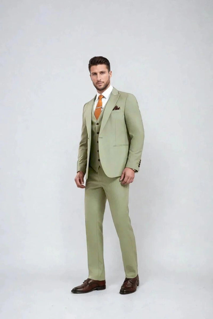 Men Sage Green Three Piece Suit Classic & Elegant Suit For Wedding Wear Reception Dinner Suit