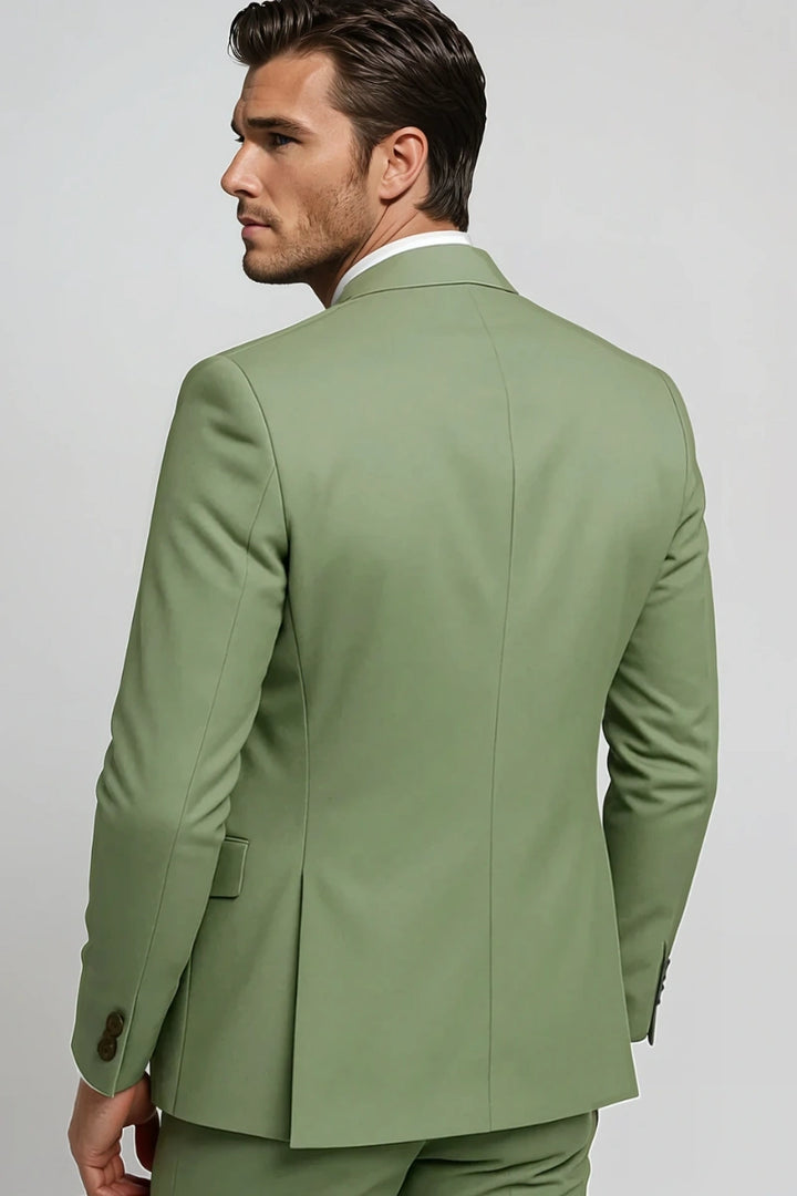 Men Classic Sage Green Three Piece Suit For Grooms Wedding Suit