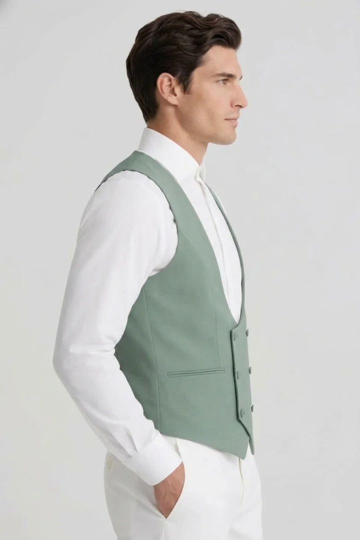 Men sage green waistcoat stylish wear 
