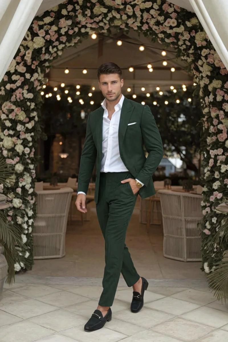 Men’s teal green two piece suit-Front