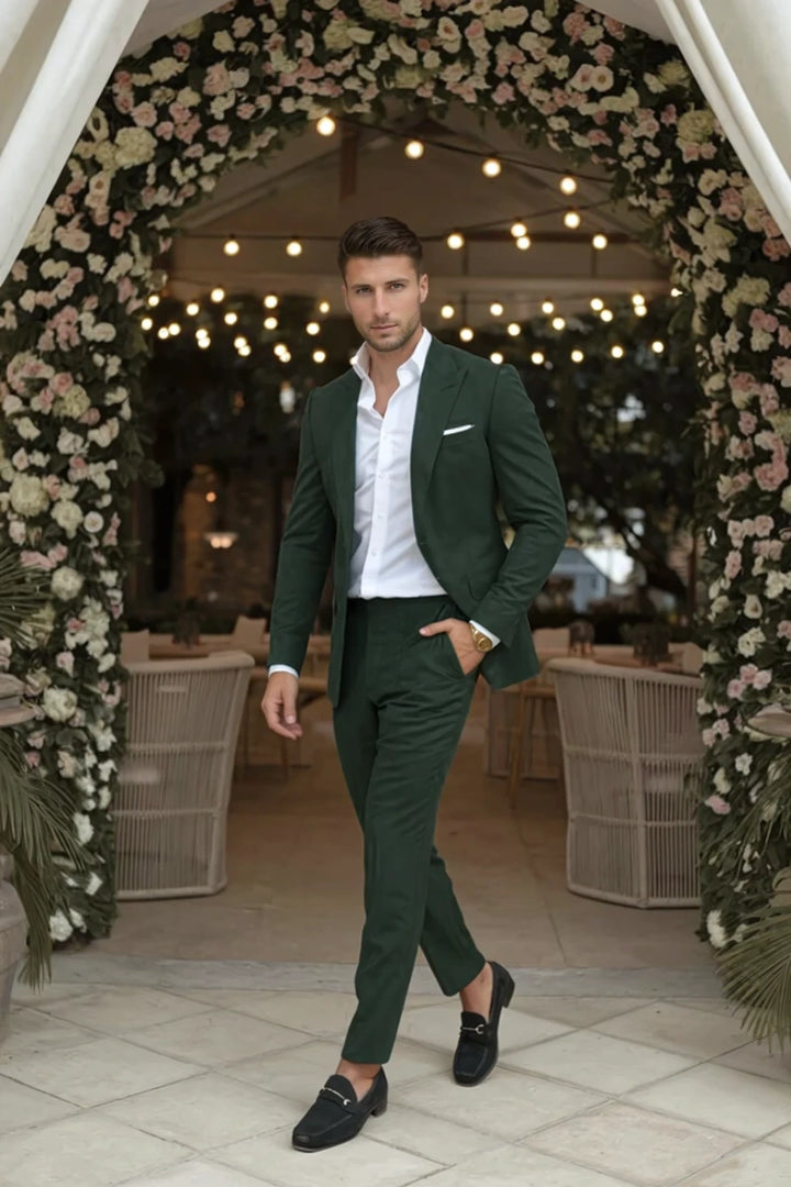 Men’s teal green two piece suit-Front