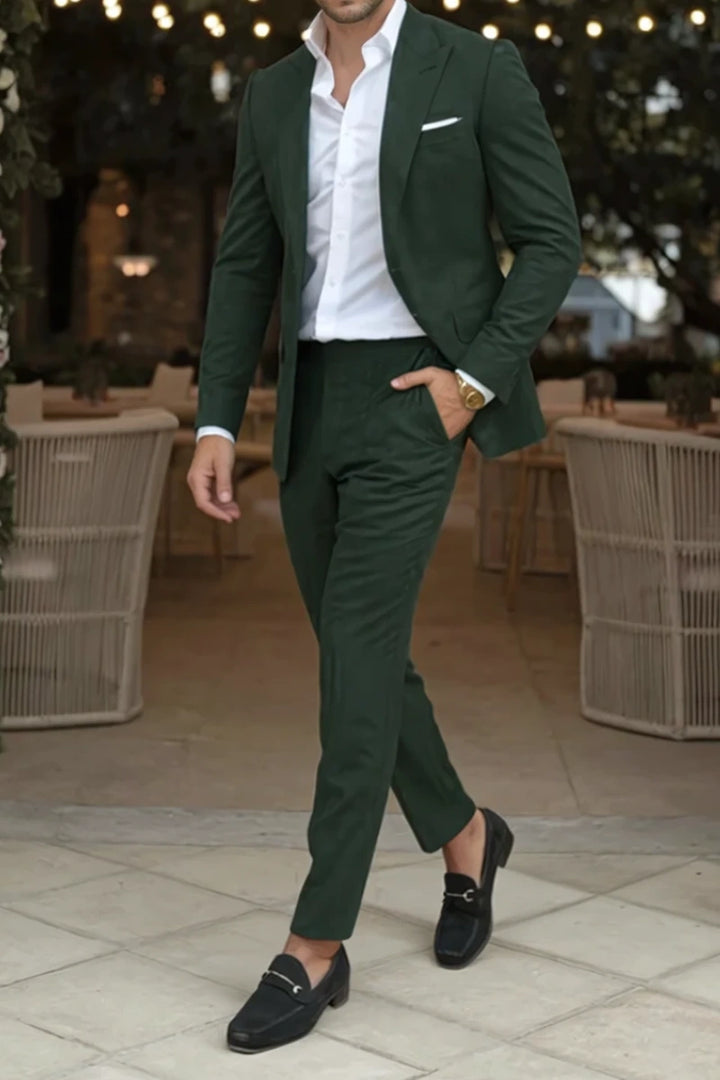 Designer teal green men’s wedding suit-Front