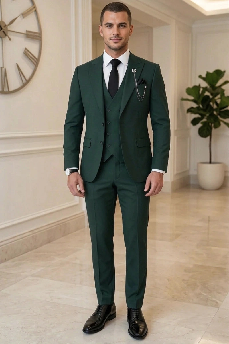 Teal Green Formal Wear Suit For Men's - Front