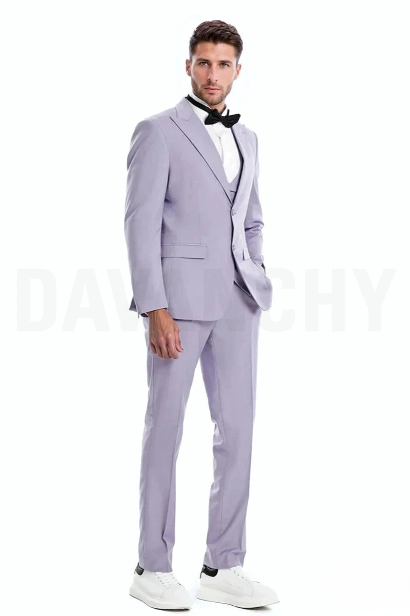 Stylish lavender wedding suit-Front