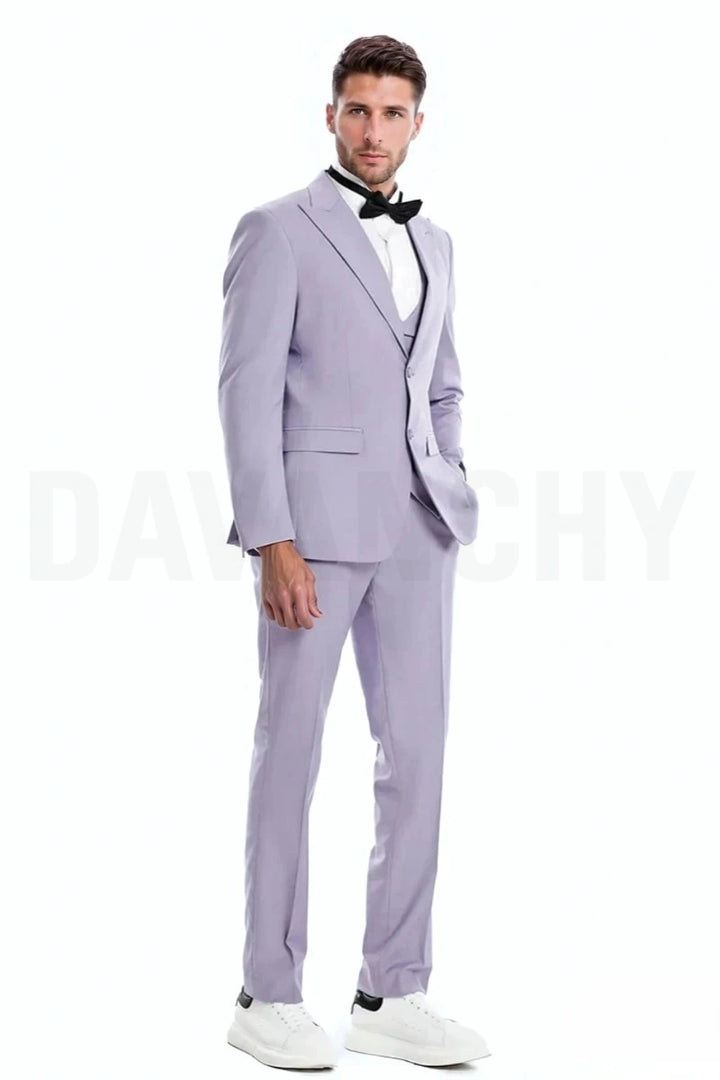 Stylish lavender wedding suit-Front