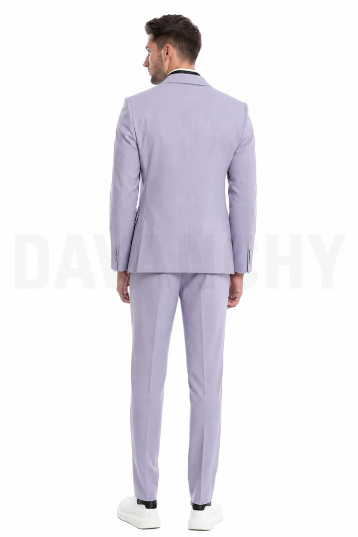 Designer lavender purple modern fit three piece suit-Back
