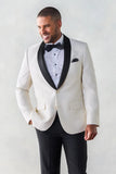 Off White Tuxedo Wedding Classic Formal Suit For Mens