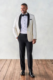 Off White Tuxedo Wedding Classic Formal Suit For Mens