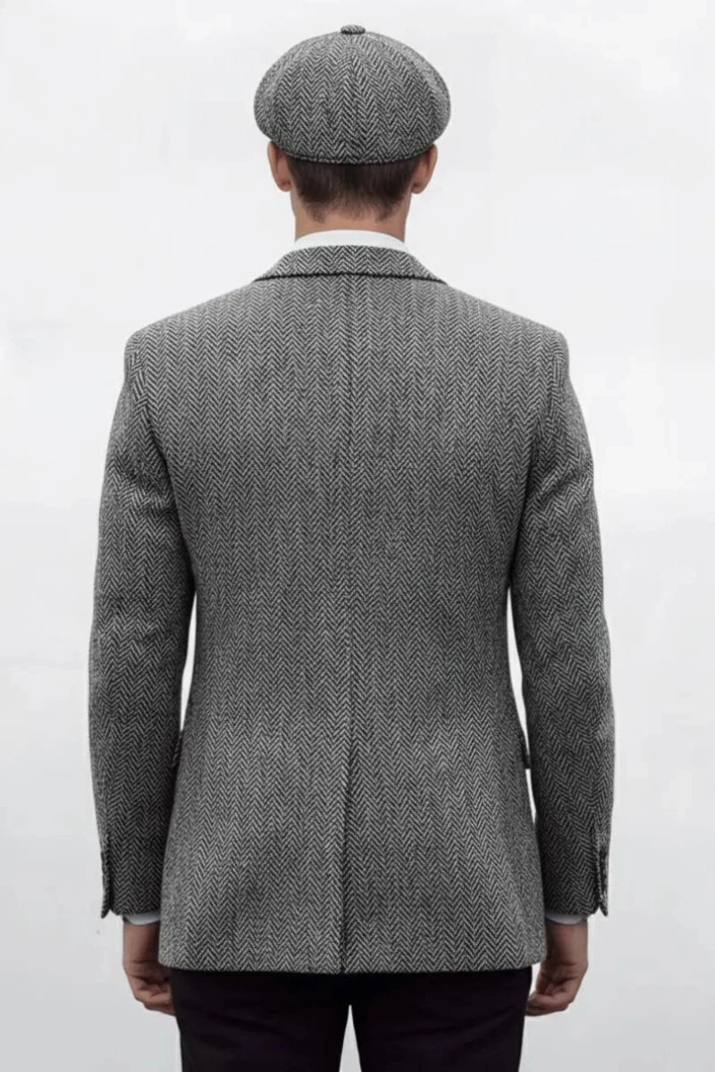 Solid Grey Tweed Blazer 