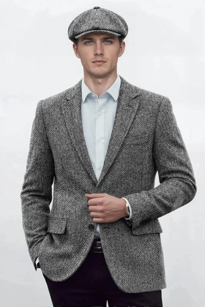 Men Grey Tweed Blazer