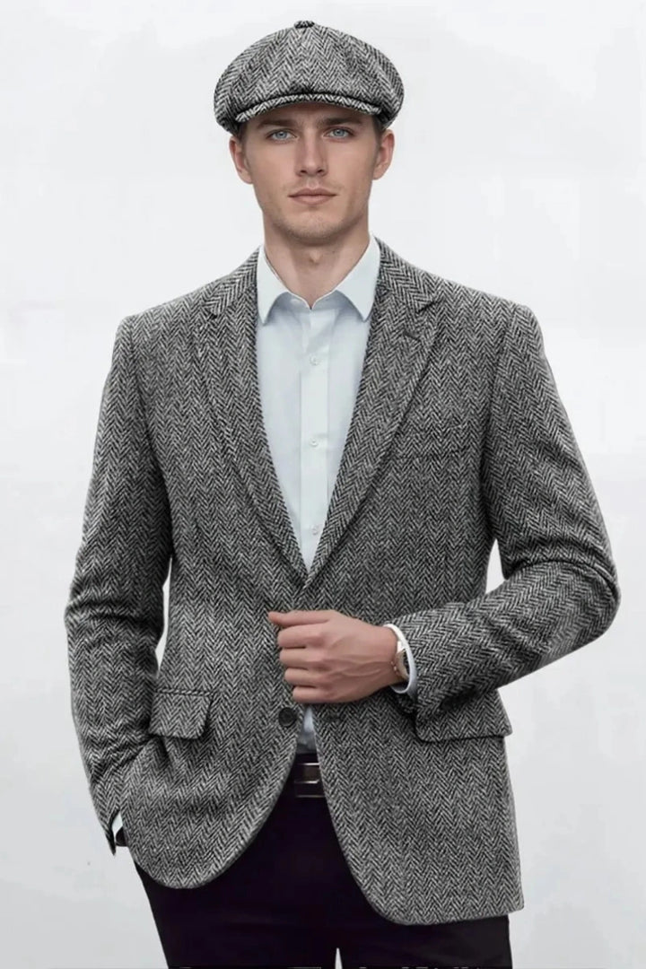 Men Grey Tweed Blazer