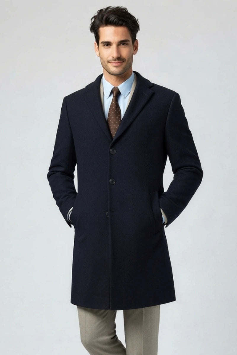 Men Tweed Trench Coat for Winter Season-Front