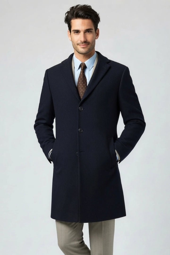 Men Tweed Trench Coat for Winter Season-Front