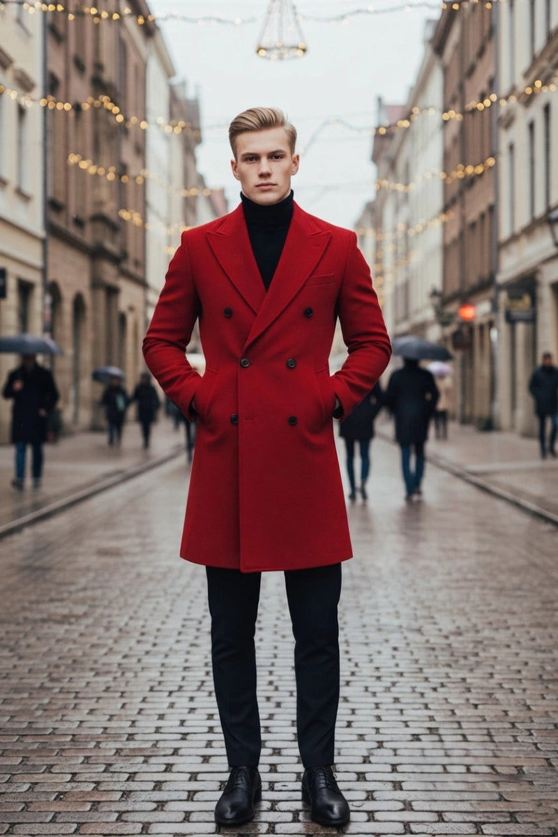 Double-breasted overcoat for men-Front