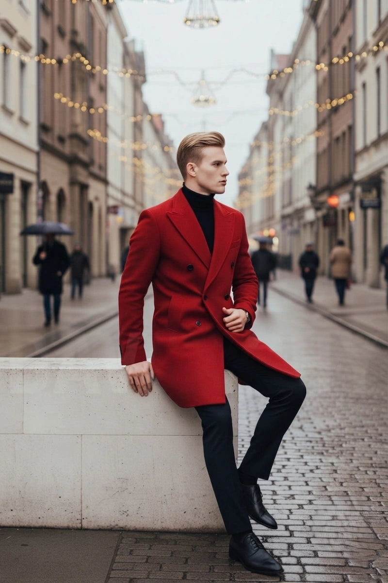 Men classic formal wear trench coat-Side