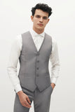 Men Vest Coat Set Grey Groomsmen Wear Classic Outfit Him DaVanchy