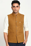 Men Half Jacket Ethnic Wear Traditional Wedding Jacket Mustard DaVanchy