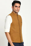 Men Half Jacket Ethnic Wear Traditional Wedding Jacket Mustard DaVanchy