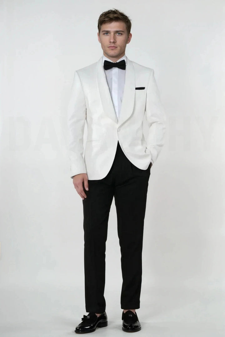 Men’s white two piece suit-Front