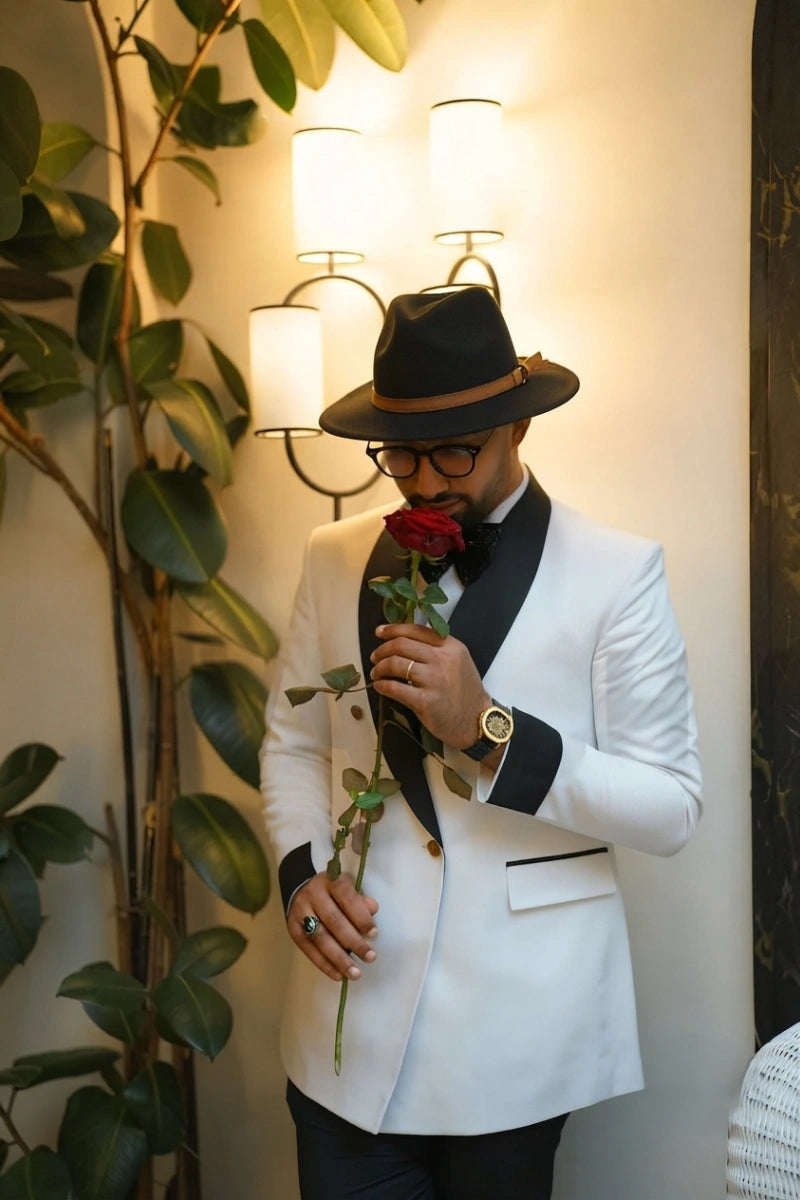 Men black shawl lapel tuxedo coat-Front