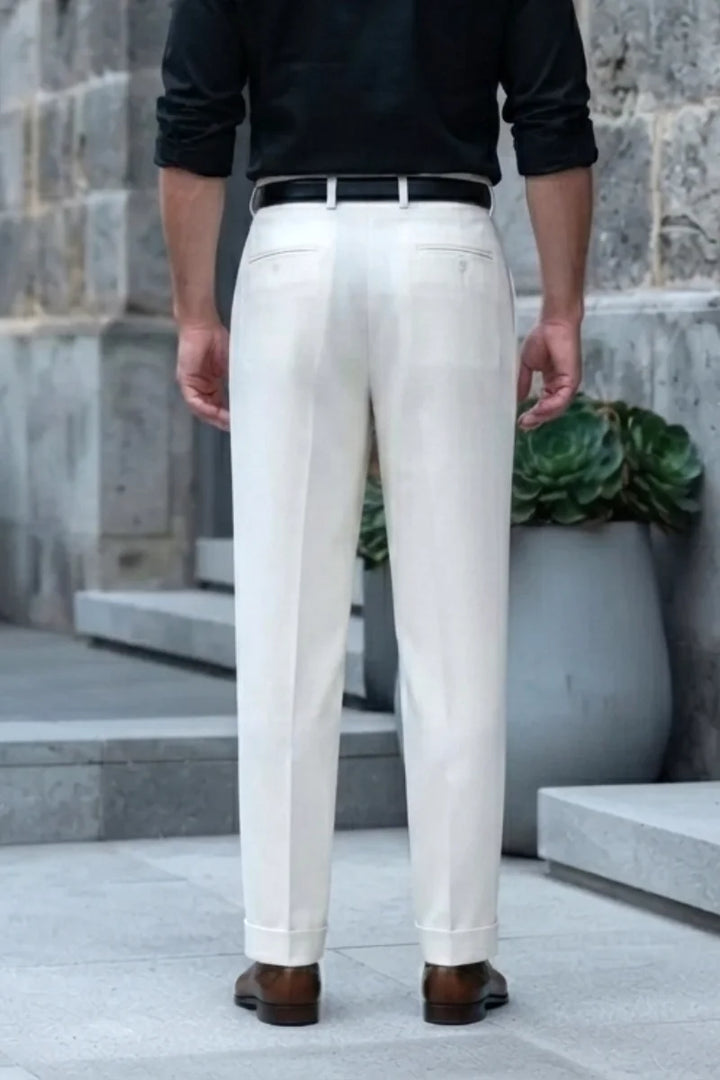  White Pleated Pant Back