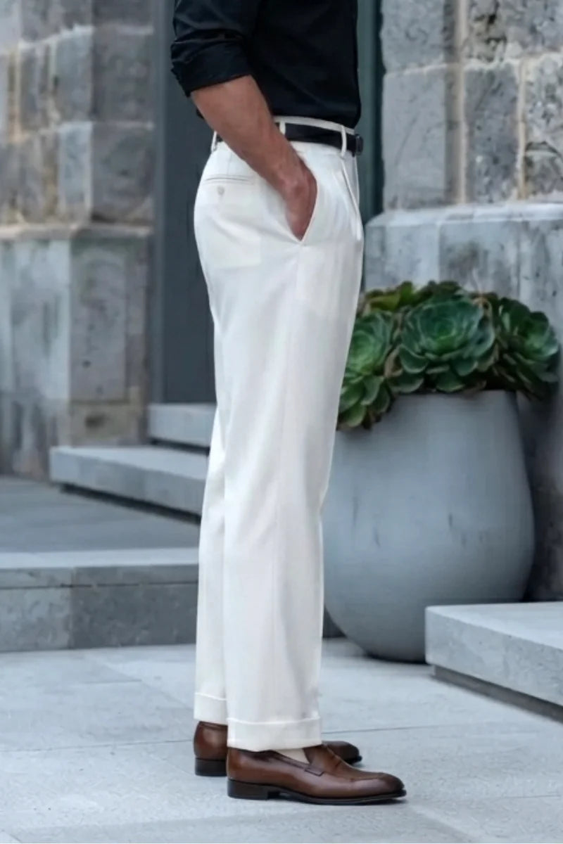 Mens Stylish White Party Wear Pant 