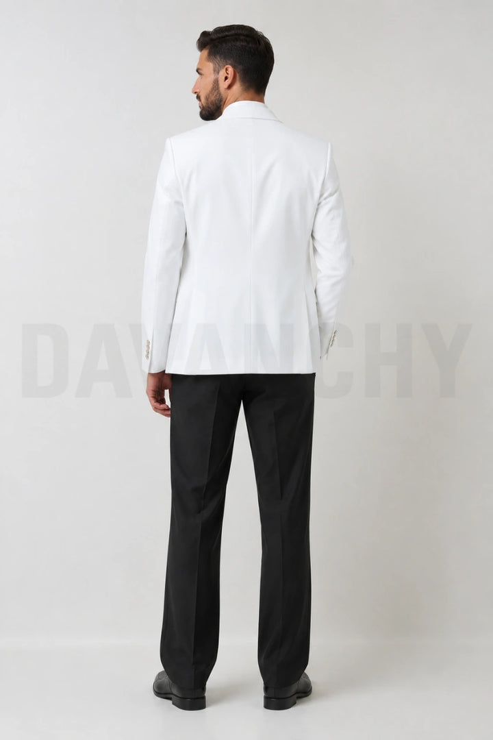 Premium White Two Piece Vintage Style Suit-Back