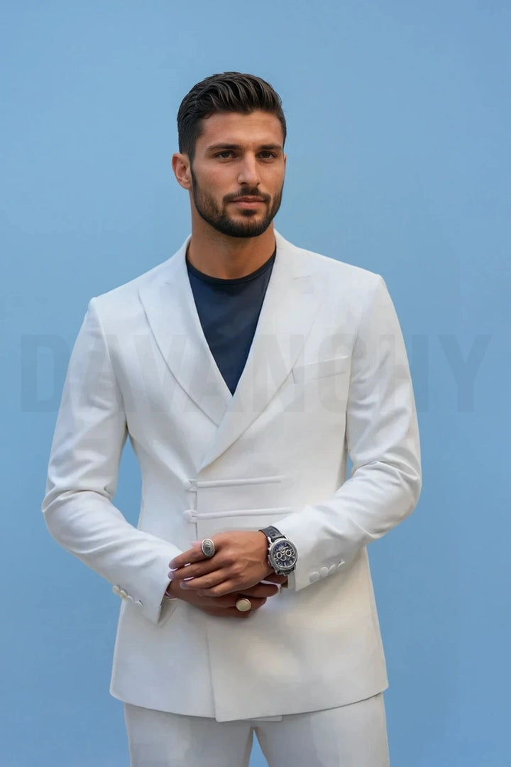 Men’s White Two Piece Suit-Front