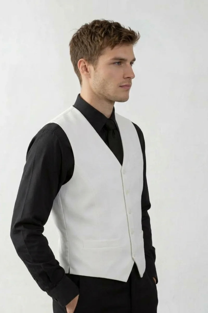 Men Classic Wedding and Party Wear Waistcoat-Side 