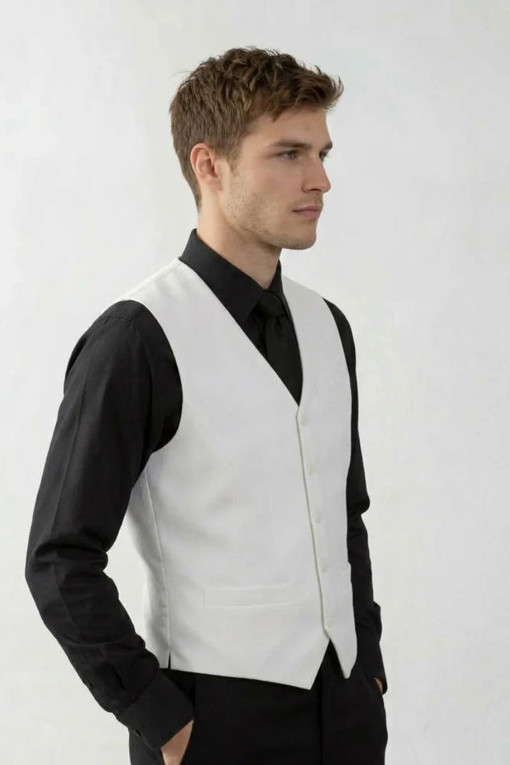 Men Classic Wedding and Party Wear Waistcoat-Side 