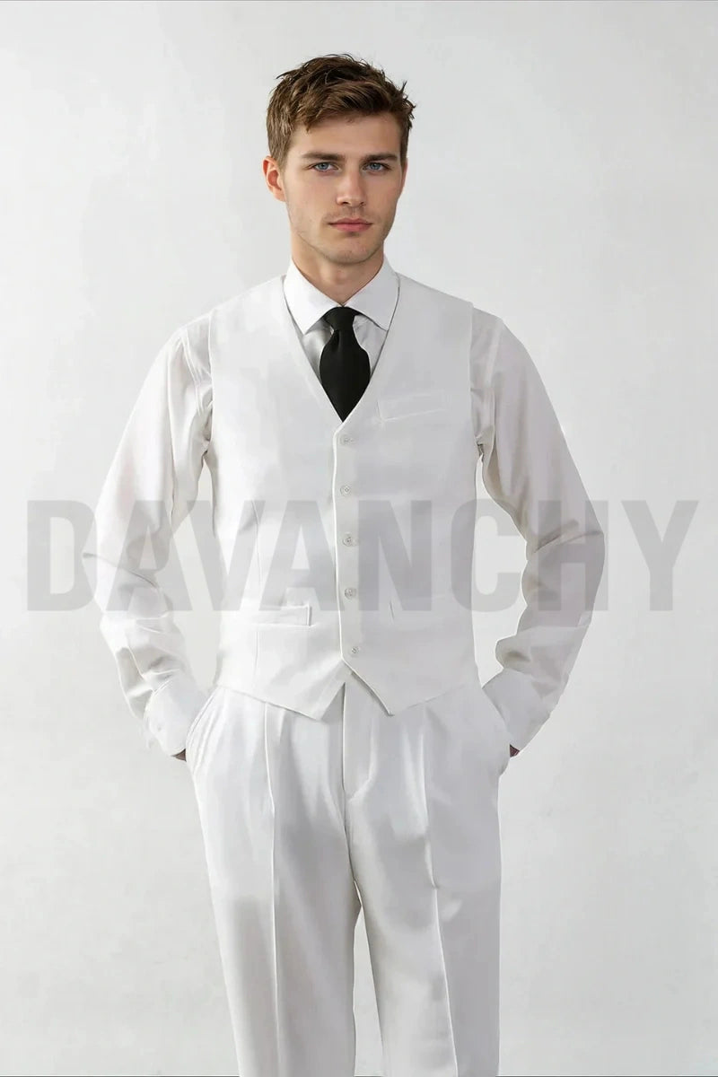 Men white stylish waistcoat for office and formal wedding wear-Front
