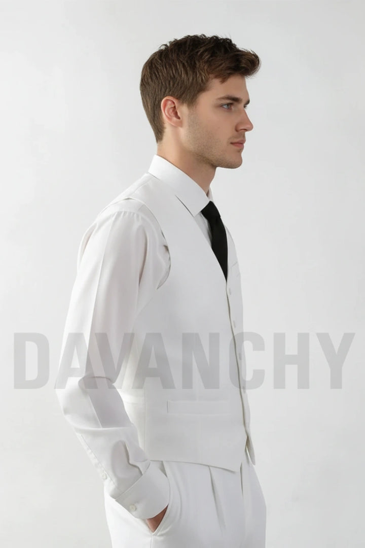 Men Classic Wedding and Party Wear Waistcoat-Side 
