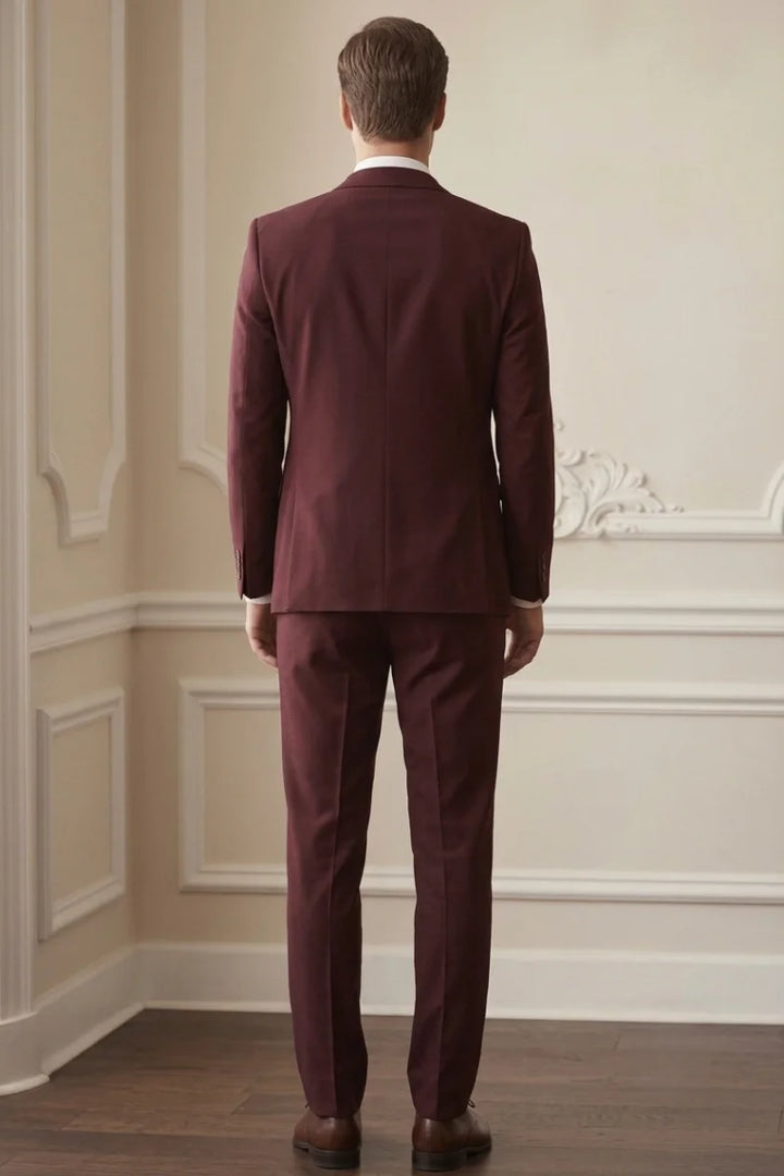 Wine Stylish Wedding Wear Suit (Back)