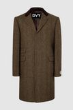 Brown Tweed Long Jacket Trench Coat Winter Casual Coat Wool Vintage Him