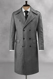 Men Trench Long Coat Winter Coat Christmas Winter Coat Grey DaVanchy