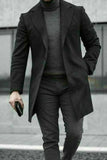 Men Trench Long Coat Winter Coat Christmas Winter Coat Black DaVanchy