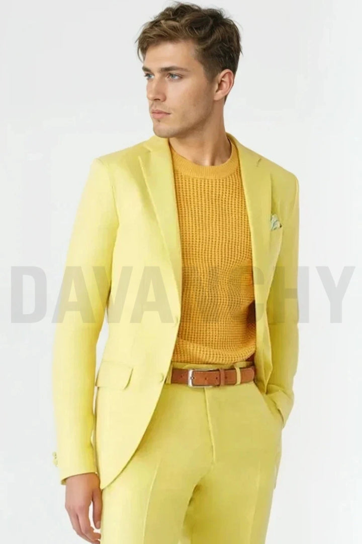 Men Two Piece Suit Yellow Suit Casual Suit Prom Parties & Club Party Wear Suit