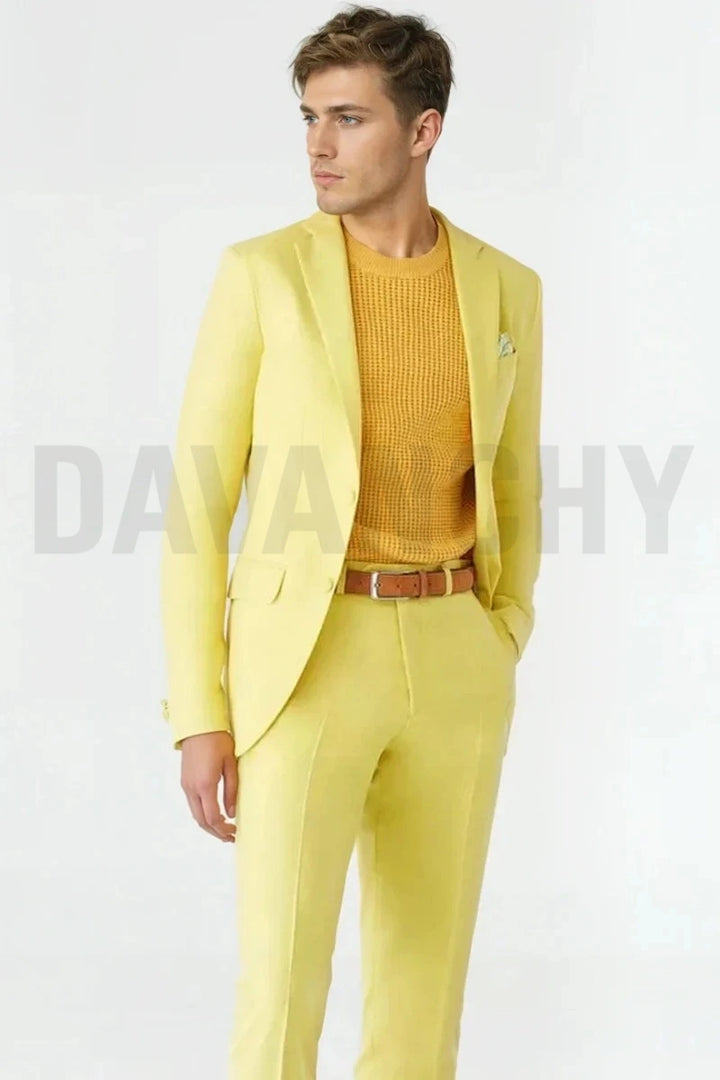 Men Two Piece Suit Yellow Suit Casual Suit Prom Parties & Club Party Wear Suit