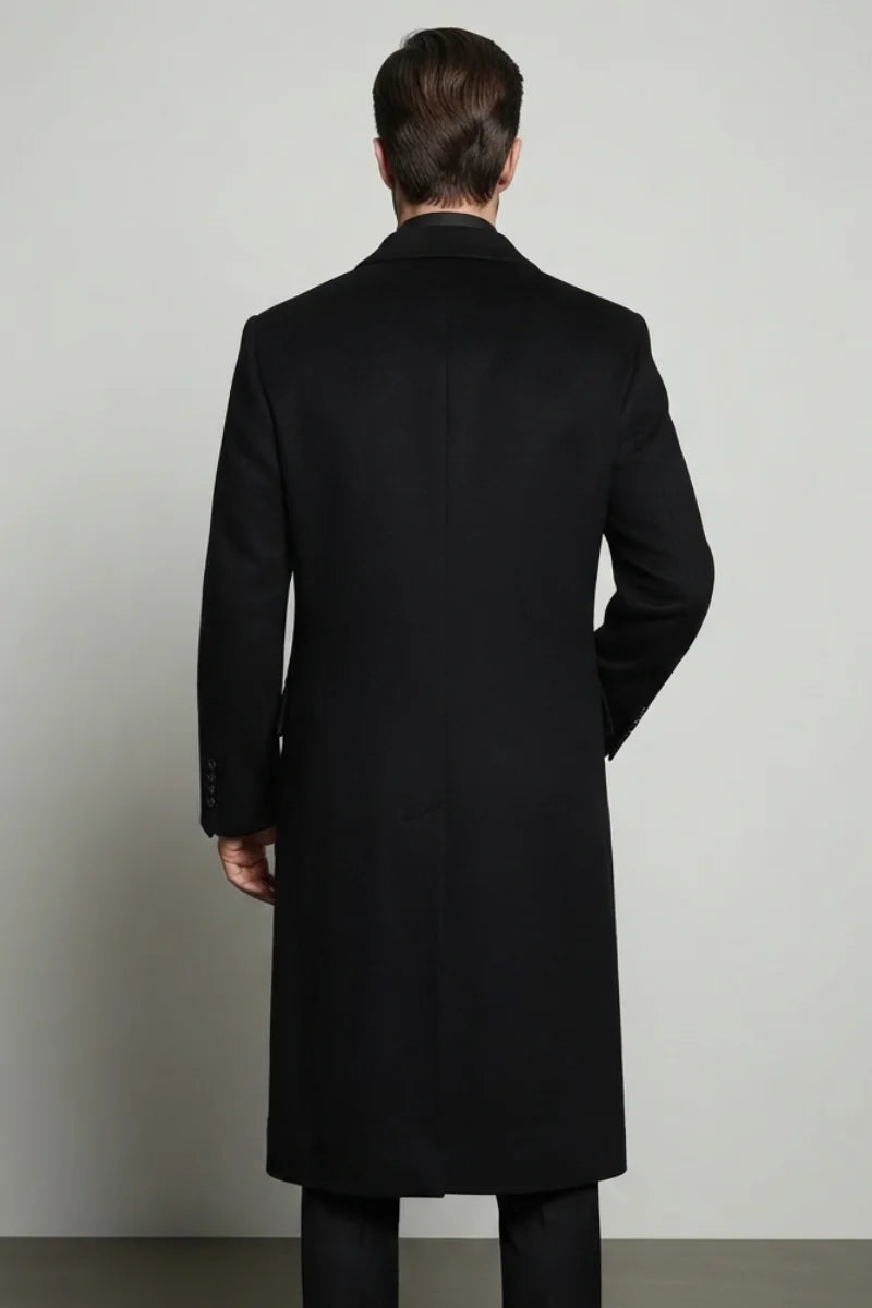 Men classic vintage long coat-back