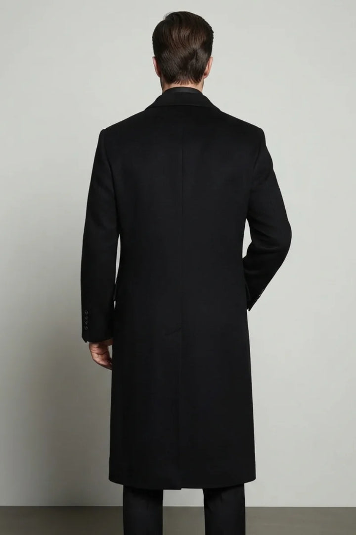 Men classic vintage long coat-back