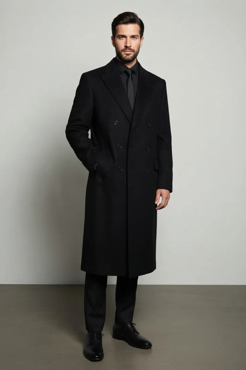 Men tweed winter wear overcoat-Front