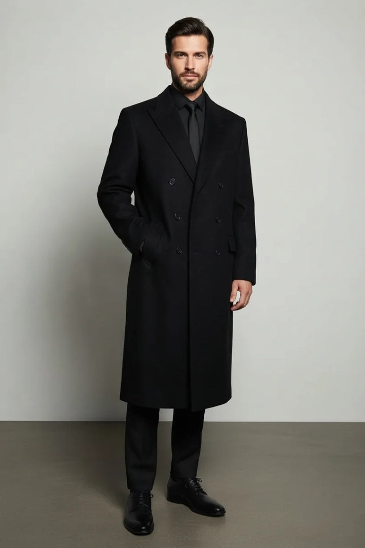 Men tweed winter wear overcoat-Front
