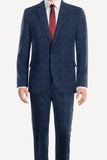 Men Navy Blue Tweed Suit Winter Two Piece Suit Vintage Prom Suit Bespoke