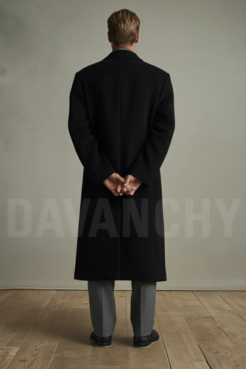Men wool luz fit Long overcoat - back