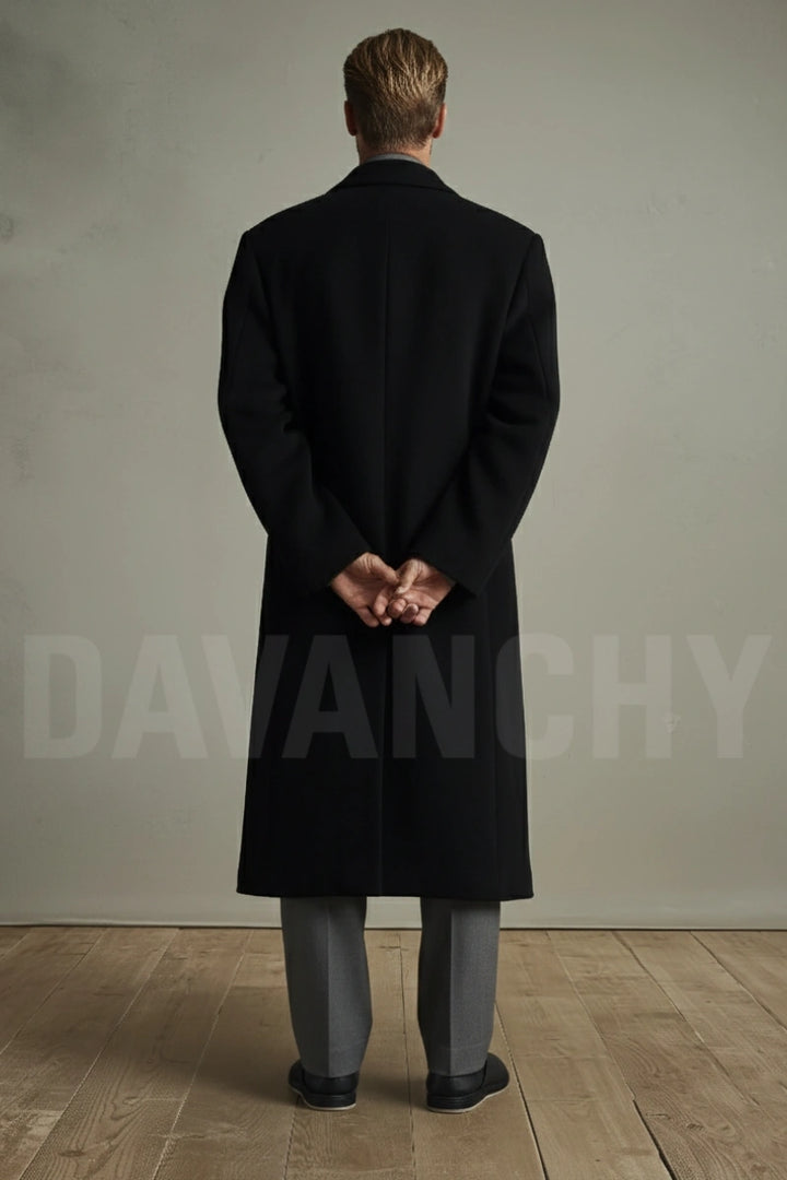 Men wool luz fit Long overcoat - back
